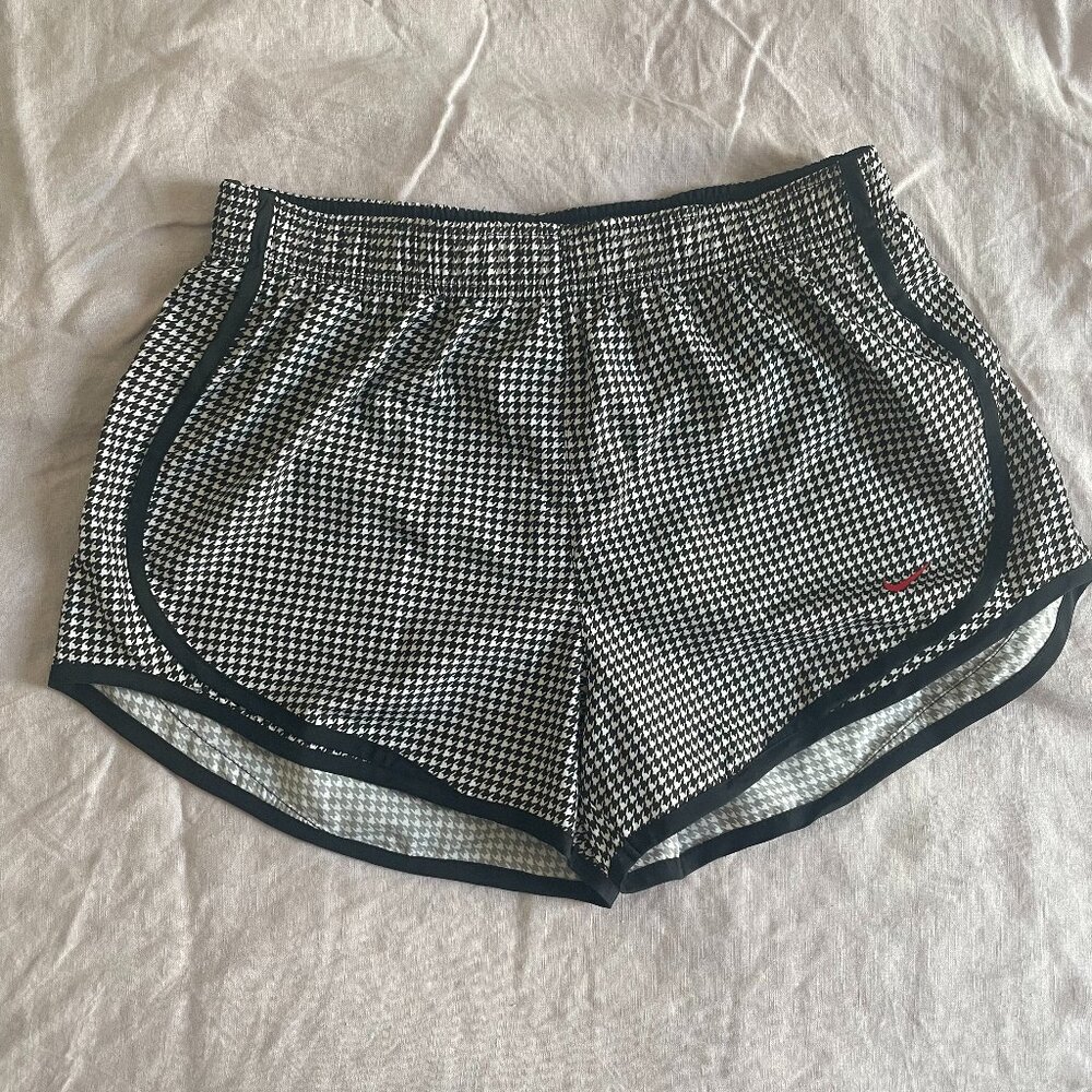 Nike Tempo Black and White Houndstooth Running Shorts Size Small